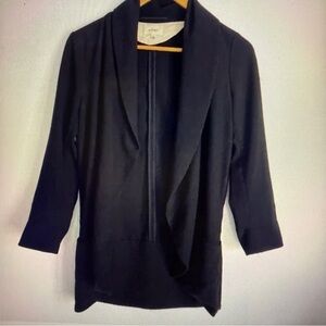 Wilfred Aritzia Chevalier Jacket Blazer Crepe Open Front 3/4 Sleeve Black Size 4